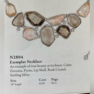 SILPADA necklace 18" CZ, Pyrite, rock crystal, lip shell, sterling, handcrafted!